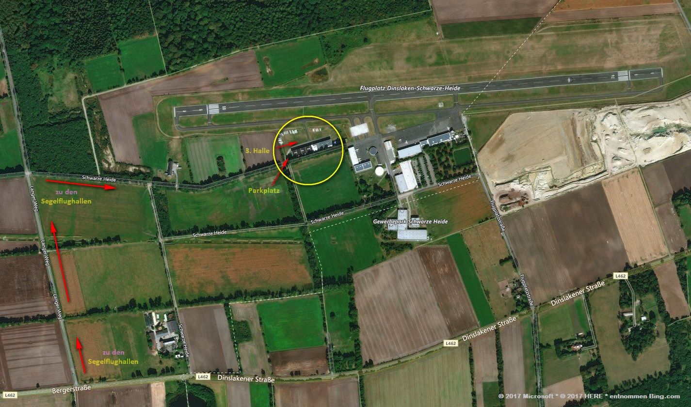 Luftbild Anfahrtsweg Segelflughallen